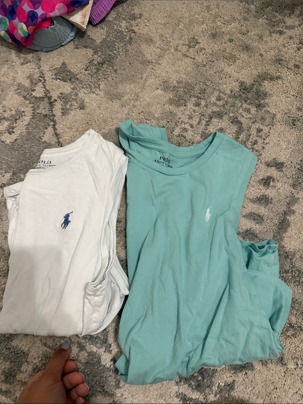 Ralph Lauren Kids Polo Short Sleeve Tee in White & Aqua